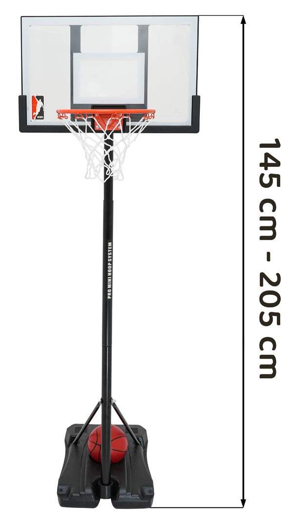 Zestaw koszykówki 205 cm z regulowaną wysokością 145-205 cm dla dzieci, stabilna podstawa z możliwością wypełnienia piaskiem lub wodą, z akcesoriami do gry