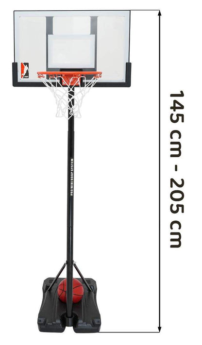 Zestaw koszykówki 205 cm z regulowaną wysokością 145-205 cm dla dzieci, stabilna podstawa z możliwością wypełnienia piaskiem lub wodą, z akcesoriami do gry