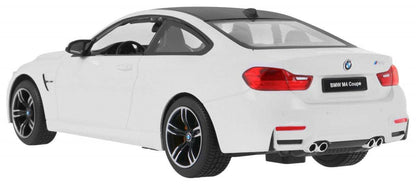 Biały model BMW M4 Coupe RC 1:14 z realistycznym detailingiem i pilotem 2,4 GHz