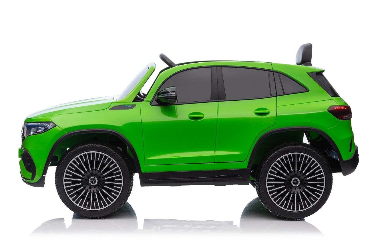 Mercedes Benz EQA 250 green electric ride-on toy car for kids with LED lights and remote control