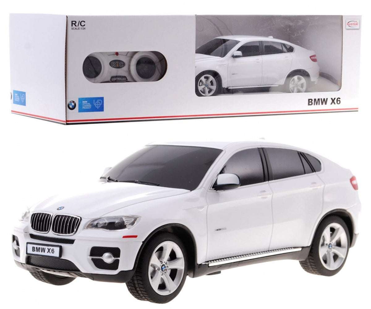 BMW X6 białe zdalne sterowane auto model 1:24 Rastar SUV z gumowymi kołami i realistycznymi detalami