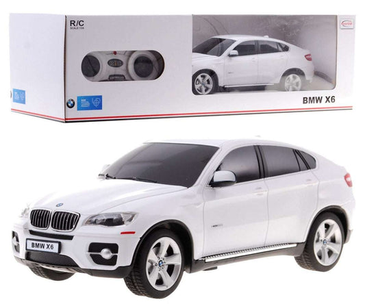 BMW X6 białe zdalne sterowane auto model 1:24 Rastar SUV z gumowymi kołami i realistycznymi detalami