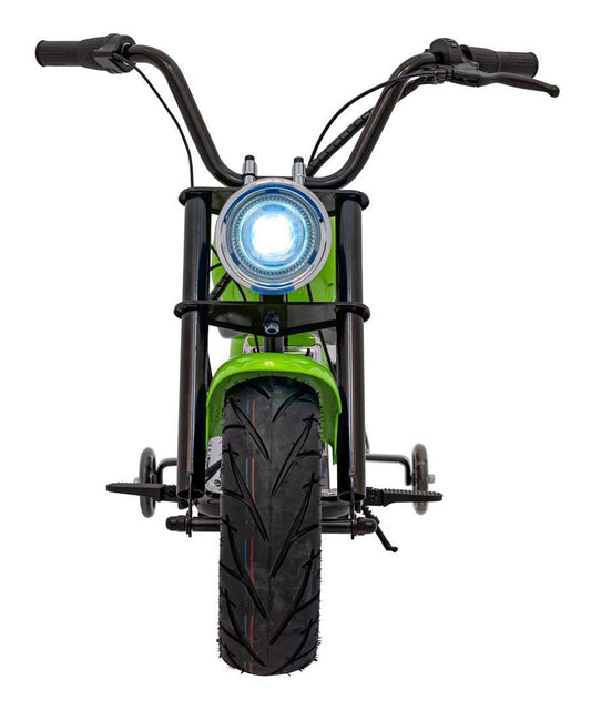 Pojazd Motorek Chopper Warrior zielony dla dzieci z oświetleniem LED i dużym przednim kołem