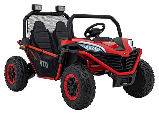 Czerwony dziecięcy Buggy FASTER 4x4 z napędem 4x4, LED, 3 prędkościami i pilotem.
