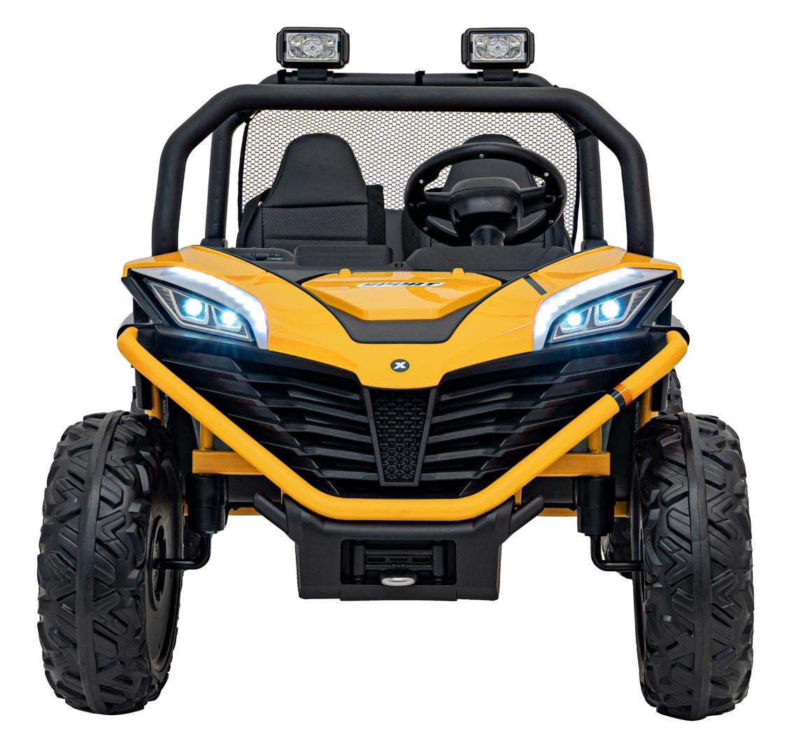 Faster Żółty Pojazd Buggy 4x4 dziecięcy z dwoma silnikami 150W i LED-ami