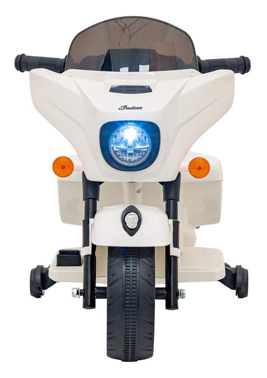 Biały Pojazd Chopper Indian dla dzieci z LED światłami i realistycznymi dźwiękami do 20 kg