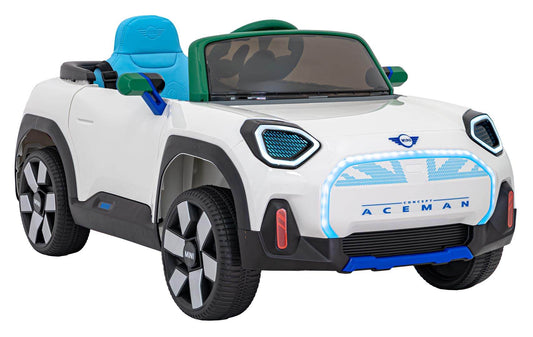 Mini Concept Aceman dziecinny biały pojazd elektryczny z LED i 3 prędkościami pilotażu