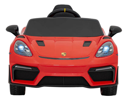 Red Porsche Spyder RS 718 electric kids car with 12V dual 45W motors and safety remote control