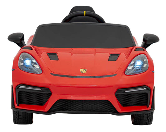 Red Porsche Spyder RS 718 electric kids car with 12V dual 45W motors and safety remote control
