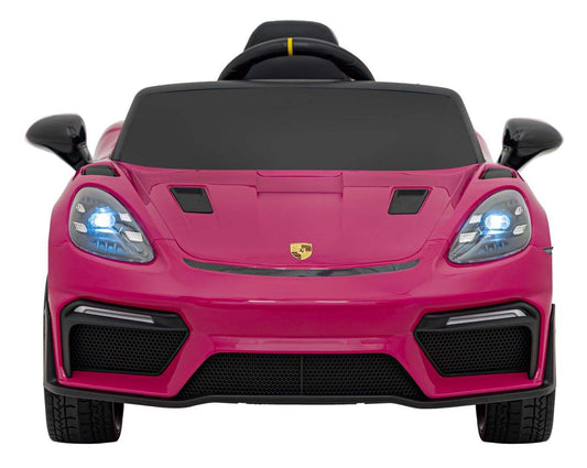 Różowy pojazd Porsche Spyder RS 718 dla dzieci z LED, pilotem i akumulatorem 12V