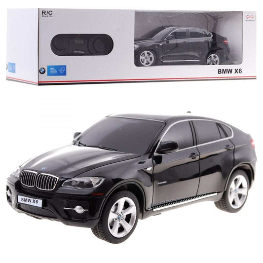 Czarne zdalnie sterowane auto BMW X6 w skali 1:24 z realistycznym designem i pilotem RASTAR