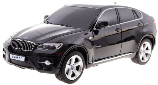 Czarne zdalnie sterowane auto BMW X6 SUV w skali 1:24 z realistycznym designem i trwałą konstrukcją z ABS.