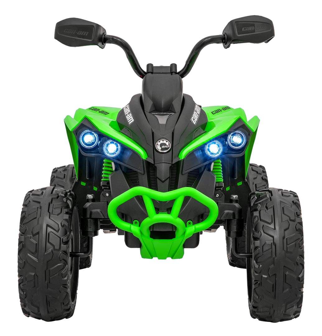 Quad Maverick ATV zielony dla dzieci z dwoma silnikami 200W, amortyzacją i LED-owymi światłami.