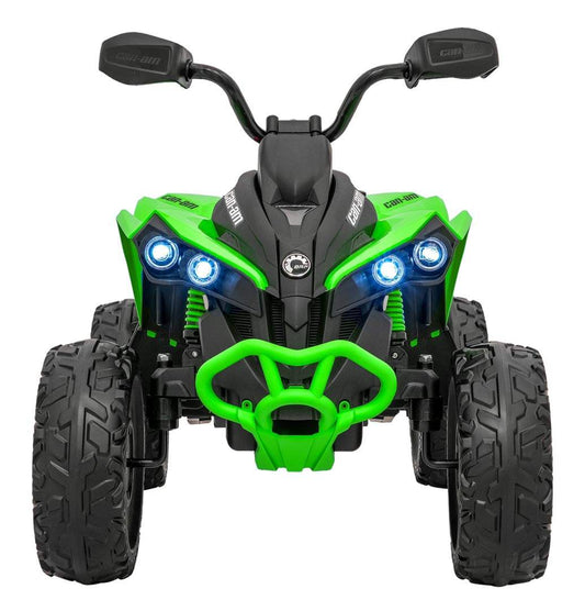 Quad Maverick ATV zielony dla dzieci z dwoma silnikami 200W, amortyzacją i LED-owymi światłami.