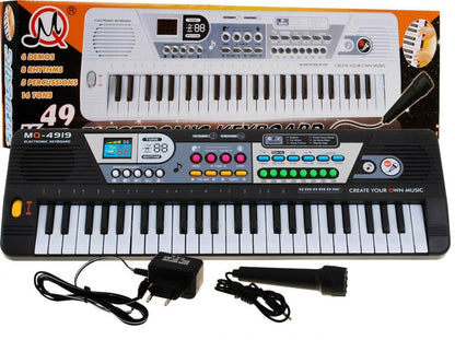 49 klawiszowy keyboard dla dzieci z mikrofonem do nagrywania i zasilaczem Minika MQ-4919