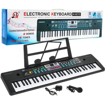 Syntezator z USB i Bluetooth MQ 601UFB 61 klawiszy z wyświetlaczem i 16 tonami, 6 demo i 10 rytmów, idealny do nauki i domowych występów