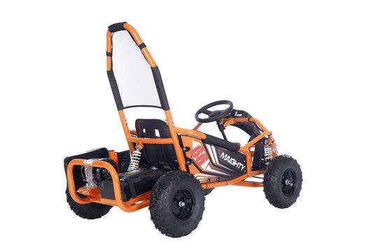 Gokart elektryczny MAIGHTY pomarańczowy 1000W dla dzieci z solidną ramą i trzema trybami prędkości