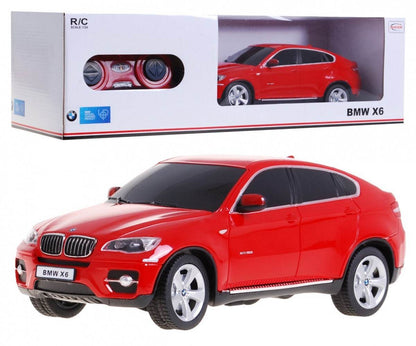 BMW X6 czerwone zdalnie sterowane auto 1:24 RASTAR SUV model plastikowy z pilotem 2,4 GHz
