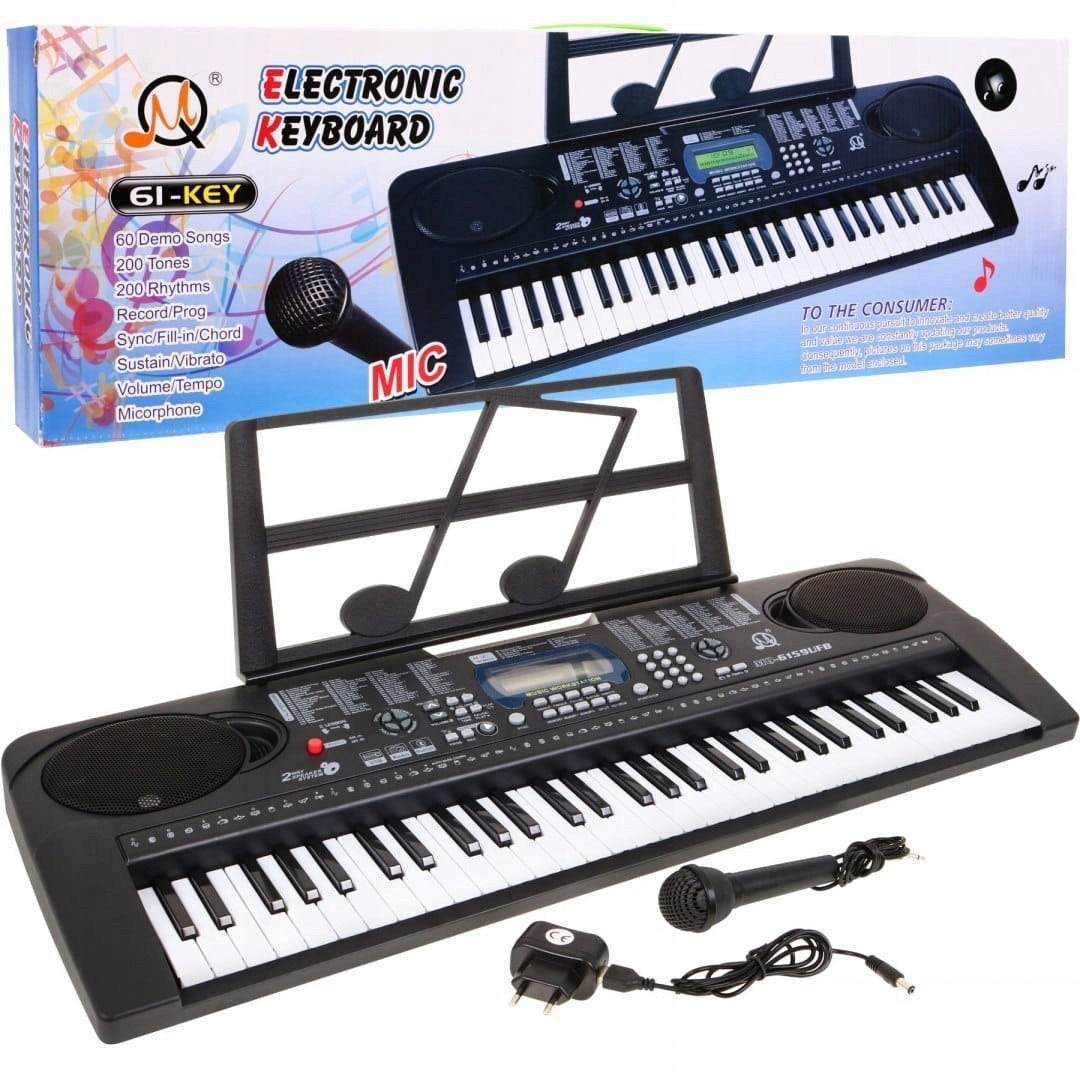 Keyboard dla dzieci z mikrofonem USB i odtwarzaczem MP3, 61 klawiszy, stojakiem na nuty i metronomem
