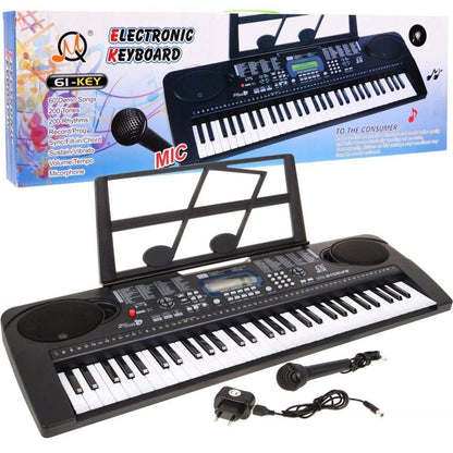 Keyboard dla dzieci z mikrofonem USB i odtwarzaczem MP3, 61 klawiszy, stojakiem na nuty i metronomem