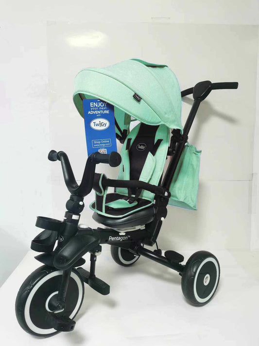 Rider SPORTRIKE zielony stabilny rowerek trójkołowy dla dzieci 1-5,5 lat z daszkiem i ergonomicznym siedziskiem
