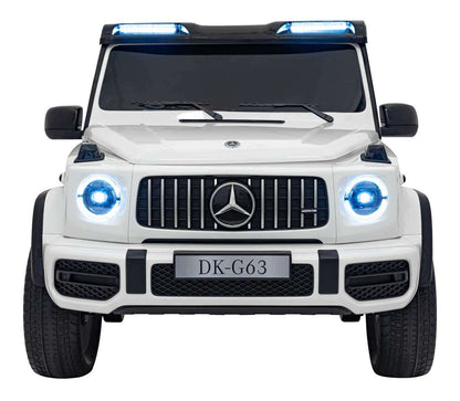 Mercedes Benz G63 AMG white electric kids ride-on car with LED lights and durable EVA foam wheels