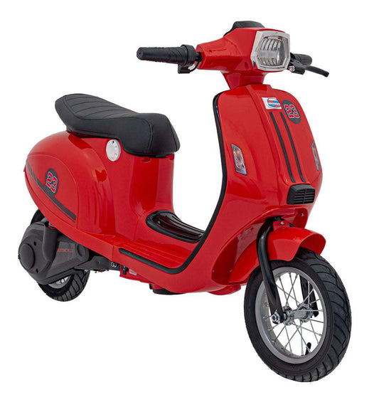 Skuter Retro 23 Czerwony z silnikiem 350W, LED, wolnym startem i amortyzacją, idealny dla młodzieży