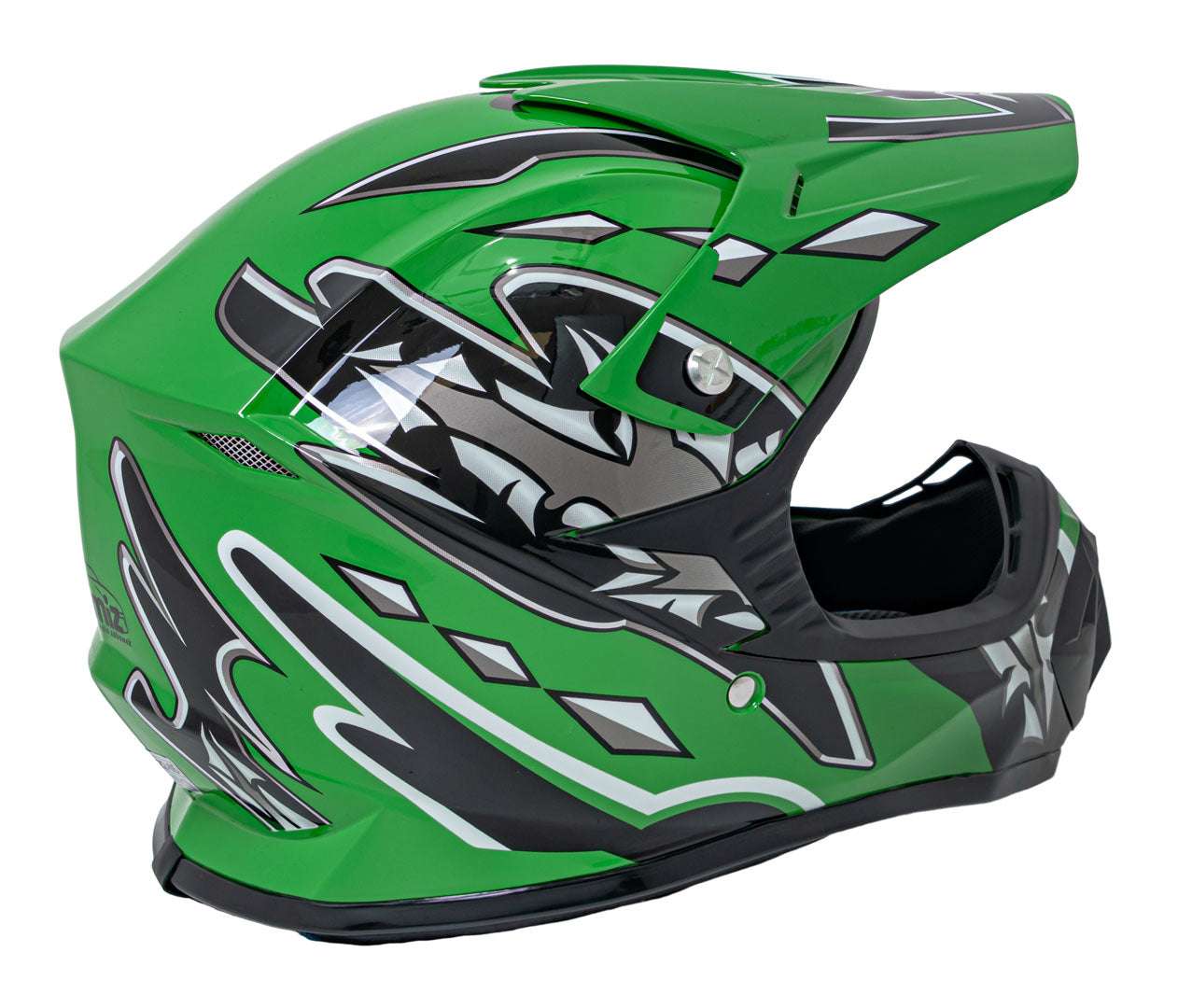 Zielony kask motocyklowy Enduro z regulowanym daszkiem i wentylacją, certyfikat ECE-R22-05