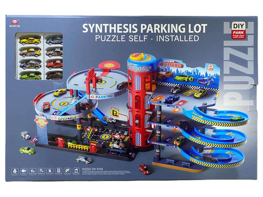 MEGA Parking kids playset with multi-level car ramps and toy cars for creative parking fun