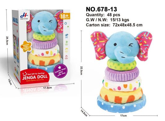 colorful soft elephant-shaped stacking pyramid toy for infants and toddlers