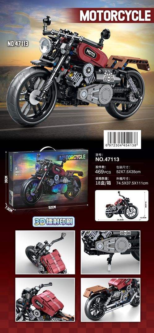 Zestaw Klocków Motocykl 469el model motocykla do składania dla dzieci i małych konstruktorów