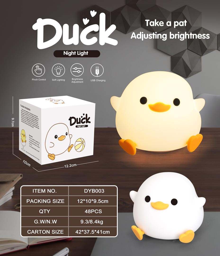 Lampka nocna kaczuszka LED dla dzieci miękka i bezpieczna o ciepłym świetle do pokoju dziecięcego