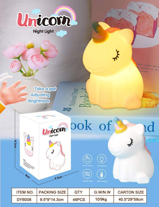 Lampka nocna jednorożec dla dzieci miękkie ciepłe światło magiczna iluminacja