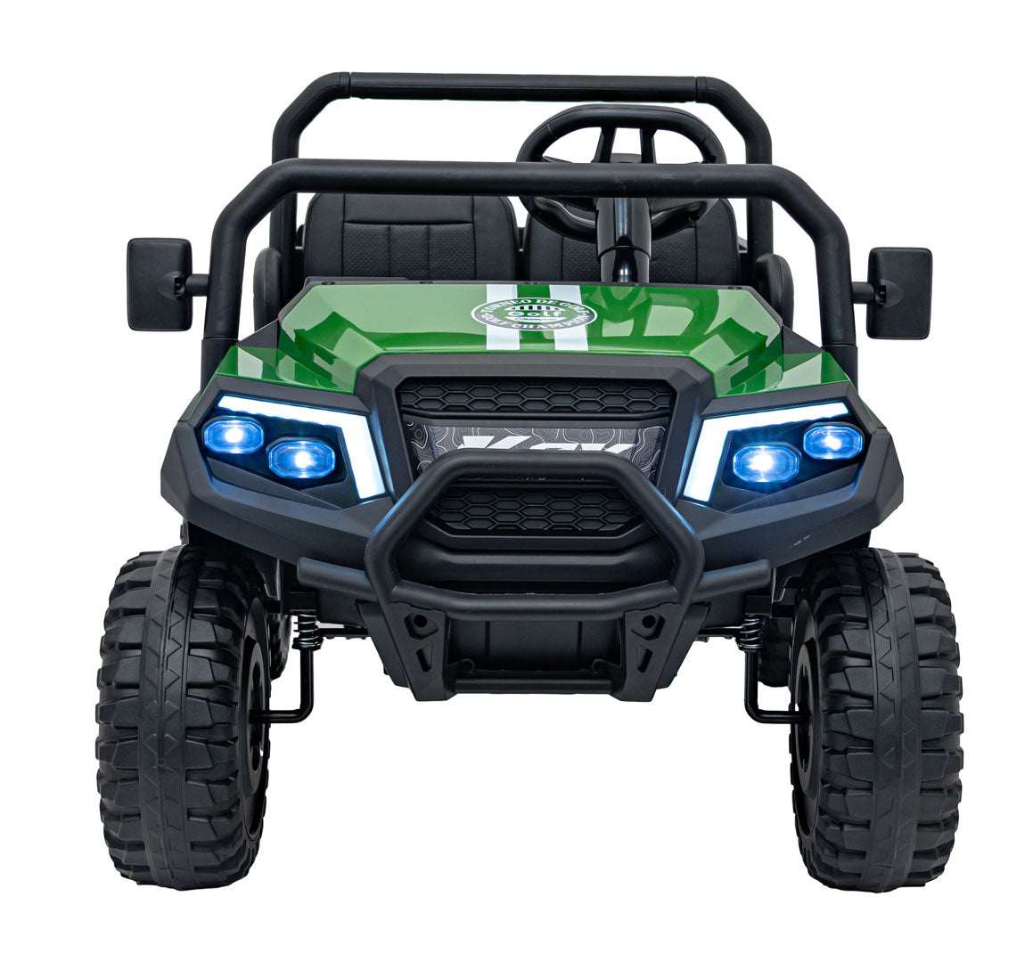 Zielony Pojazd Pick Up Champion dla dzieci z dwoma miejscami, 2x200W silnikami, LED światłami i pilotem zdalnego sterowania