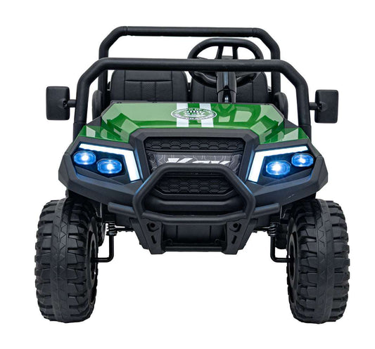 Zielony Pojazd Pick Up Champion dla dzieci z dwoma miejscami, 2x200W silnikami, LED światłami i pilotem zdalnego sterowania