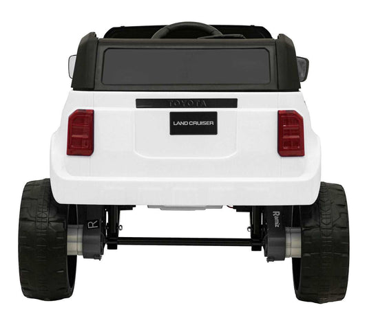 White Toyota Land Cruiser PRADO electric ride-on car for kids rear view