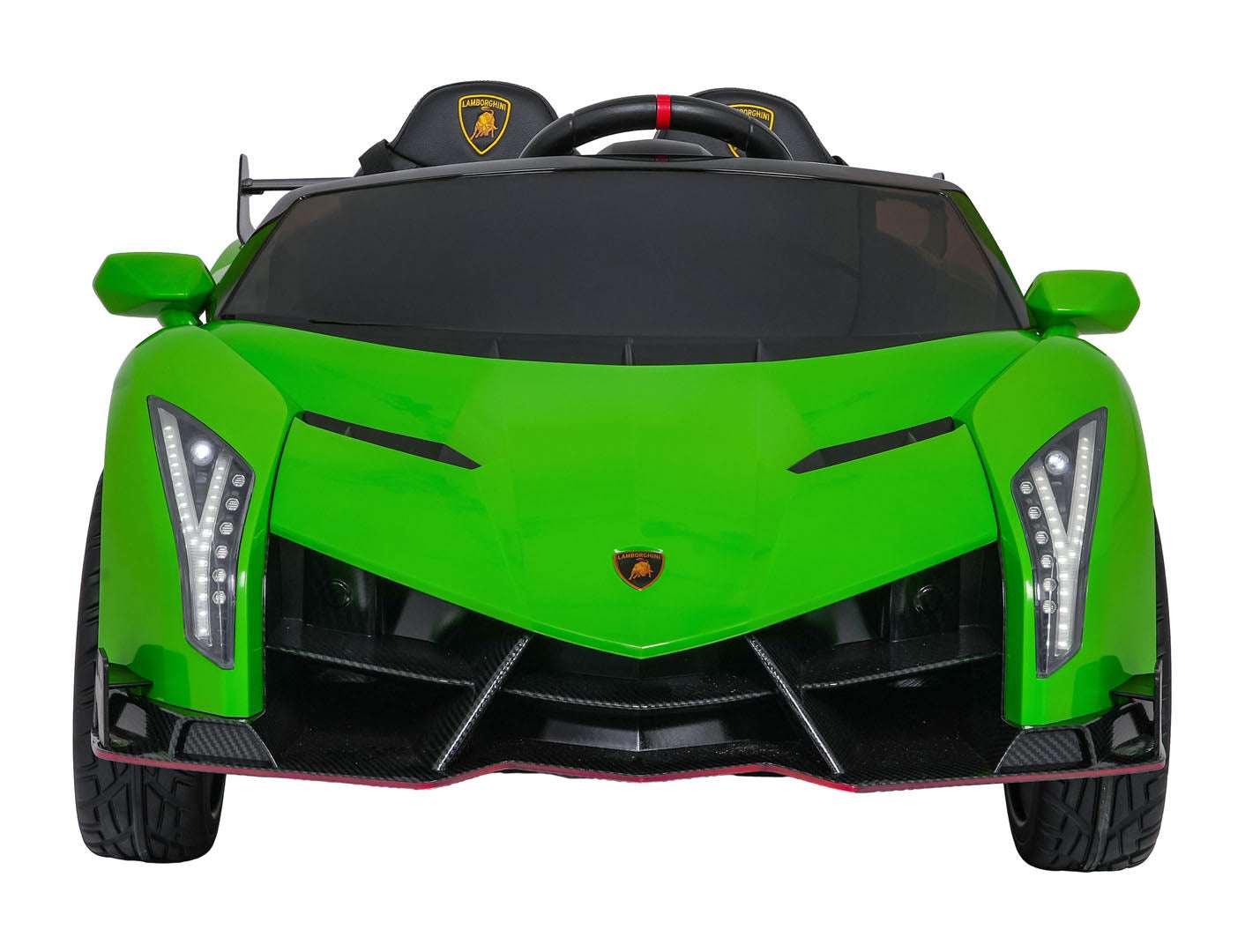 Zielony dziecięcy samochód elektryczny Lamborghini Veneno z pilotem 4x45W, światłami LED i komfortowym siedzeniem