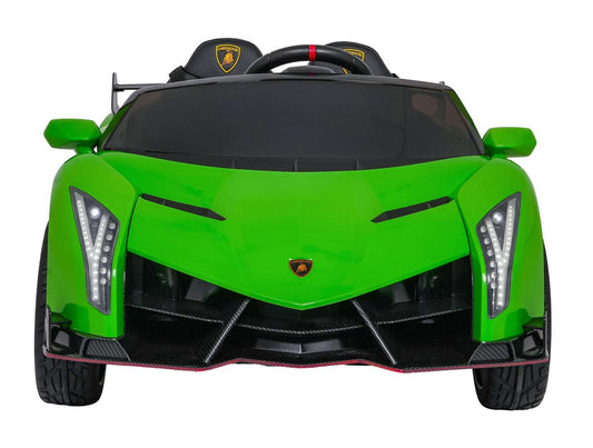 Zielony dziecięcy samochód elektryczny Lamborghini Veneno z pilotem 4x45W, światłami LED i komfortowym siedzeniem