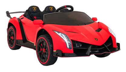 Czerwony Pojazd Lamborghini Veneno dla dzieci z LED, MP3 i pilotem 4x45W