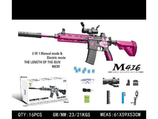 Karabin M416 różowy na kulki wodne z akcesoriami do letnich zabaw na świeżym powietrzu