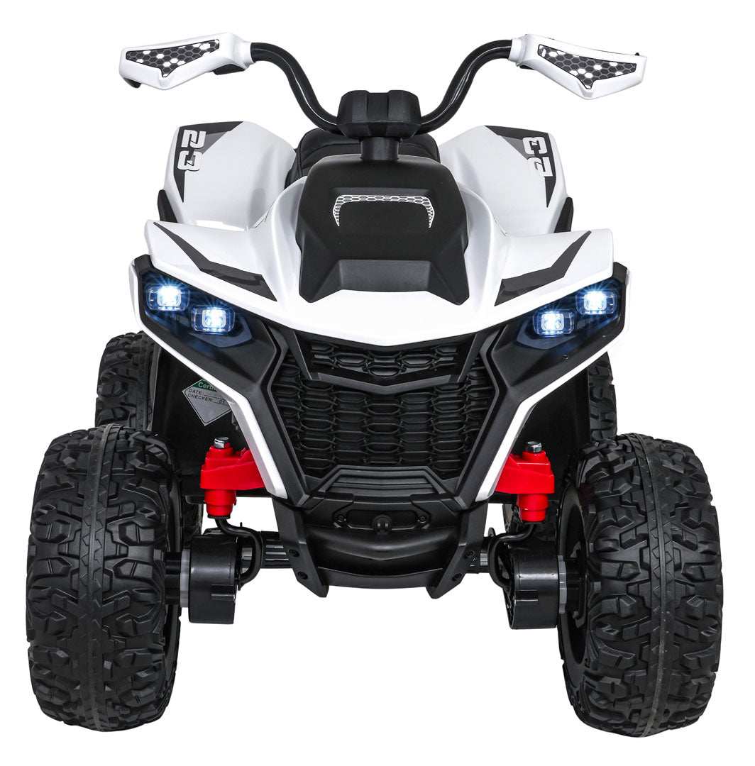 White Quad Fast Wheel electric quad for kids with LED lights and remote control