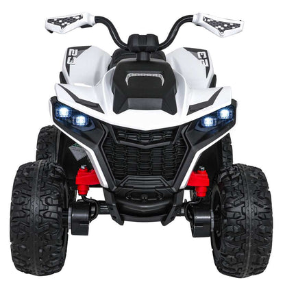 White Quad Fast Wheel electric quad for kids with LED lights and remote control