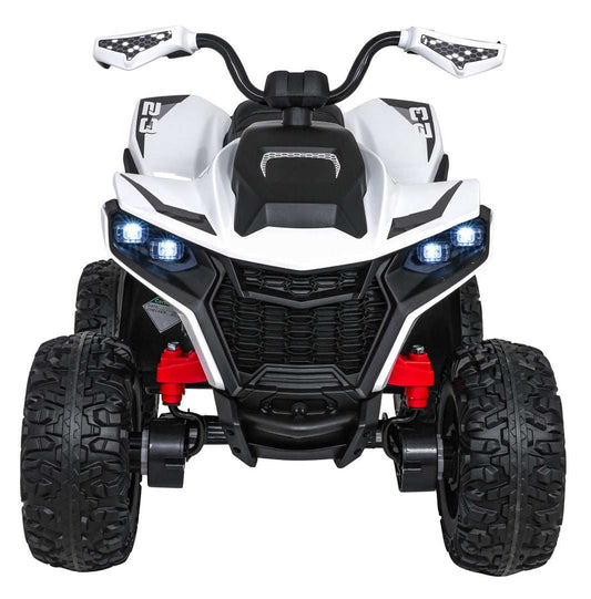 White Quad Fast Wheel electric quad for kids with LED lights and remote control
