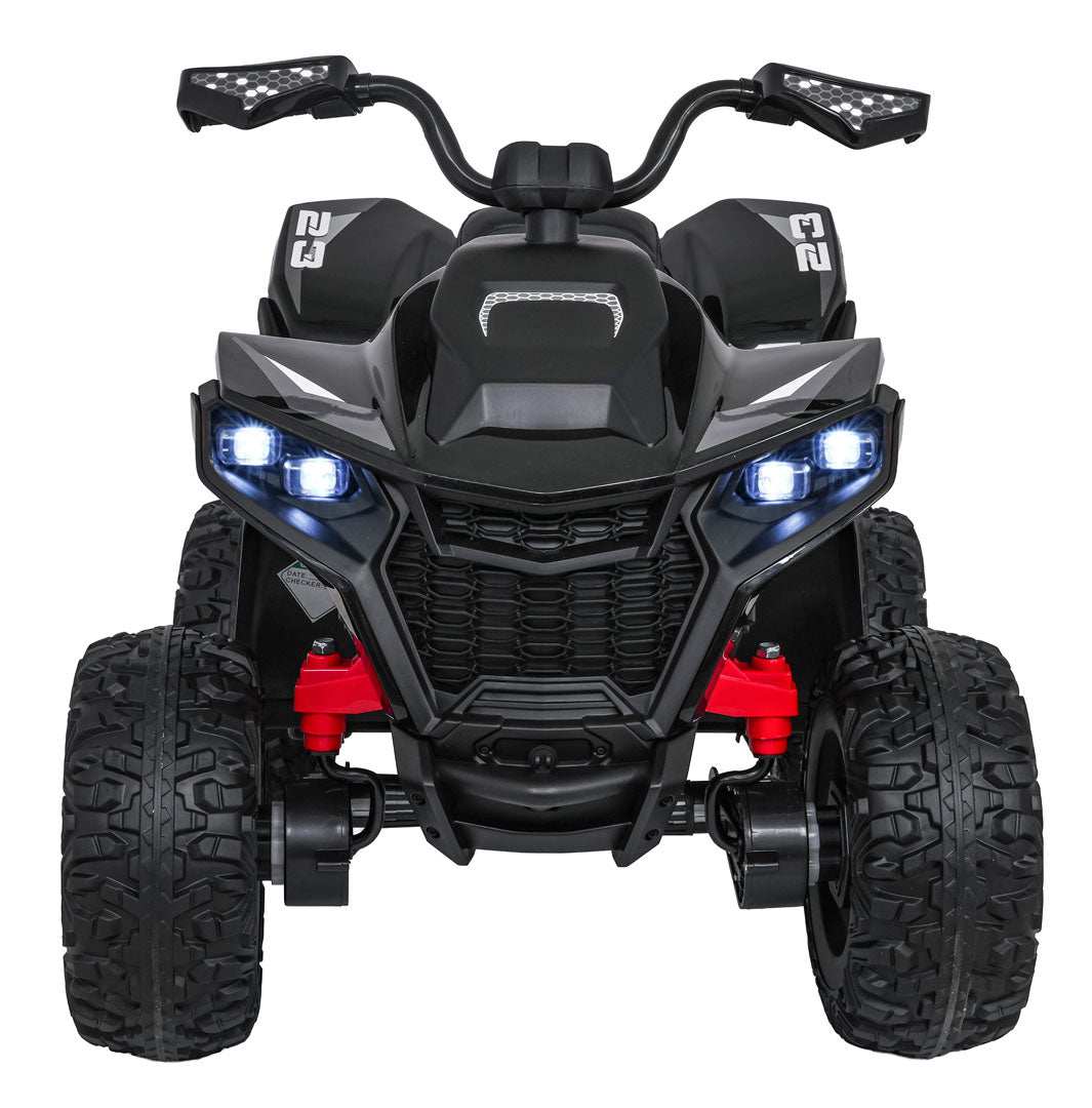 Black Quad Fast Wheel electric quad for kids with LED lights and remote control