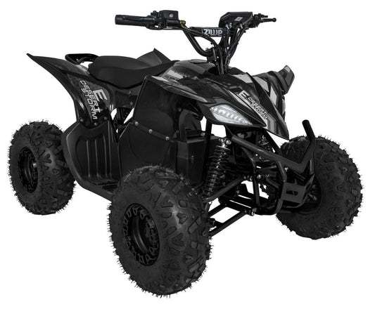 czarny pojazd quad Desert Storm Lift off road 800W 48V z dużymi terenowymi oponami i wytrzymałą ramą