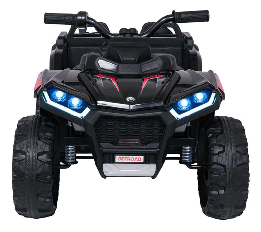 Black Quad Sport TX ATV for kids with remote control and LED headlights