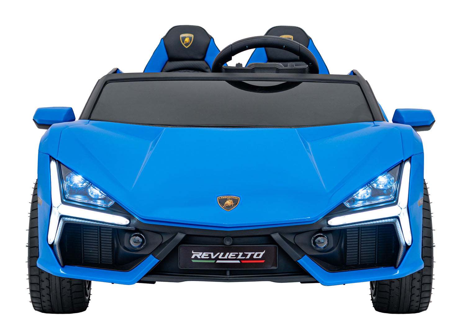 Niebieski elektryczny pojazd dziecięcy Lamborghini Revuelto XL Strong z silnikiem 200W i LED-owym oświetleniem