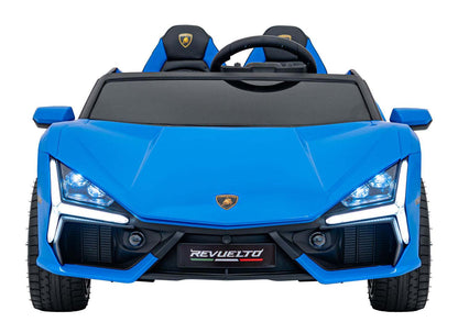 Niebieski elektryczny pojazd dziecięcy Lamborghini Revuelto XL Strong z silnikiem 200W i LED-owym oświetleniem