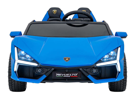 Niebieski elektryczny pojazd dziecięcy Lamborghini Revuelto XL Strong z silnikiem 200W i LED-owym oświetleniem