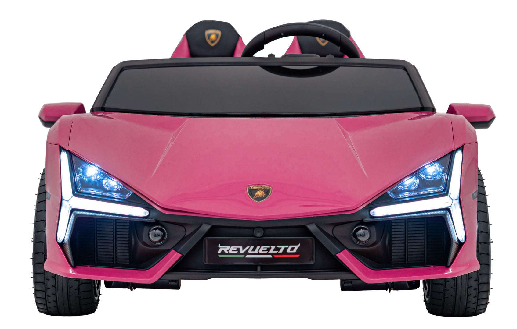 Różowy elektryczny pojazd dziecięcy Lamborghini Revuelto STRONG 200W z dwoma miejscami i LED światłami
